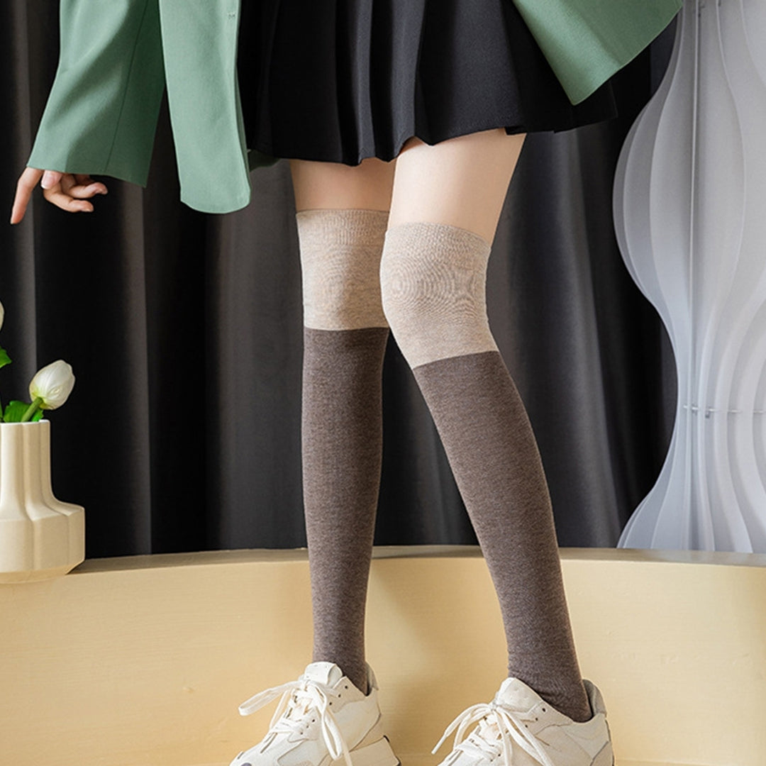 1 Pair Japanese Style Color Matching High Elasticity Thigh Stockings Autumn Winter Women Over Knee Socks Image 6