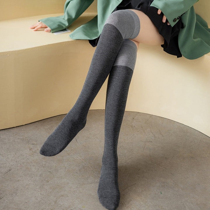 1 Pair Japanese Style Color Matching High Elasticity Thigh Stockings Autumn Winter Women Over Knee Socks Image 10