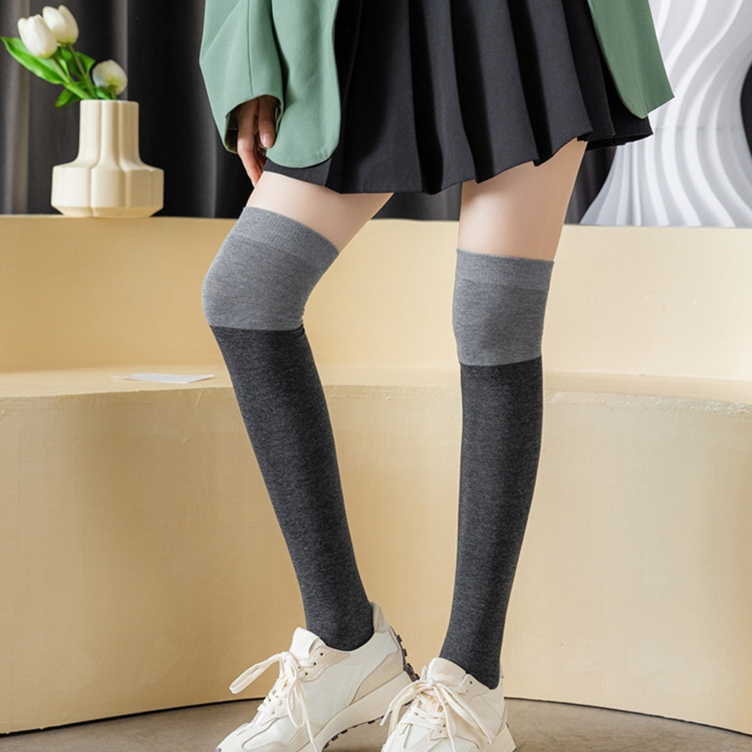 1 Pair Japanese Style Color Matching High Elasticity Thigh Stockings Autumn Winter Women Over Knee Socks Image 12