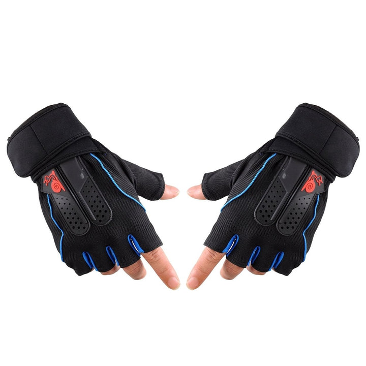 1 Pair Breathable Holes Wrist Protection Adjustable Fasten Tape Fitness Gloves Unisex Half Finger Sports Gym Gloves Image 1