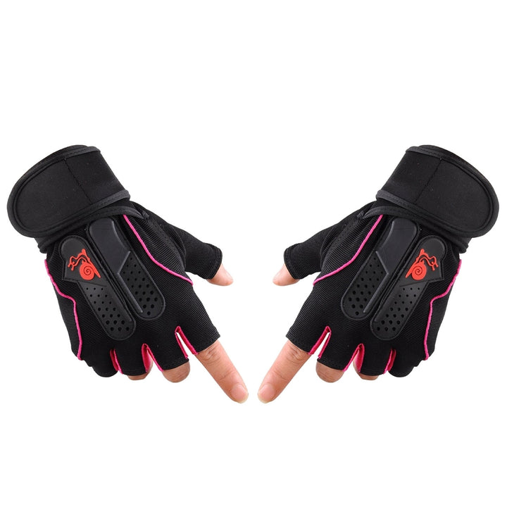 1 Pair Breathable Holes Wrist Protection Adjustable Fasten Tape Fitness Gloves Unisex Half Finger Sports Gym Gloves Image 3