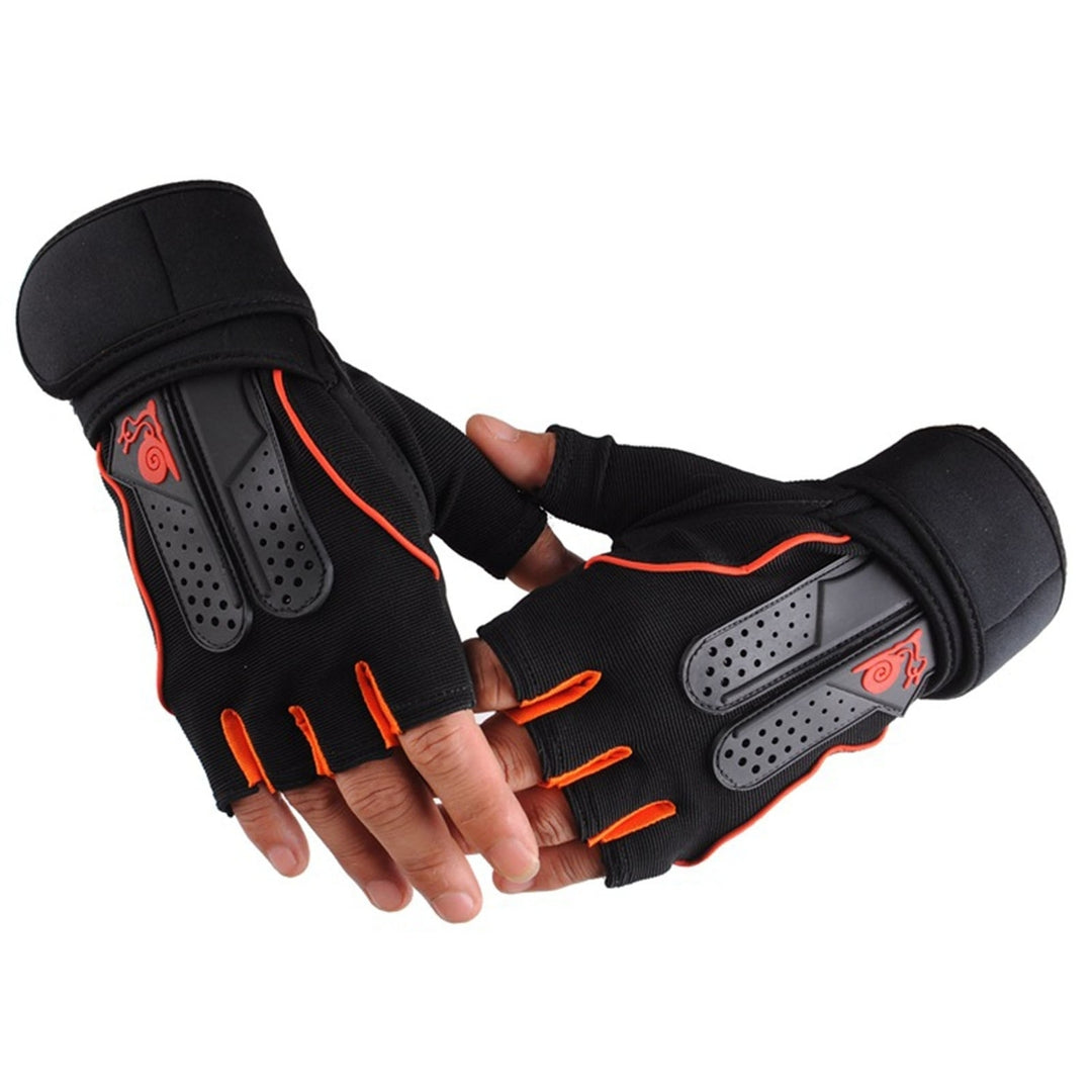1 Pair Breathable Holes Wrist Protection Adjustable Fasten Tape Fitness Gloves Unisex Half Finger Sports Gym Gloves Image 4