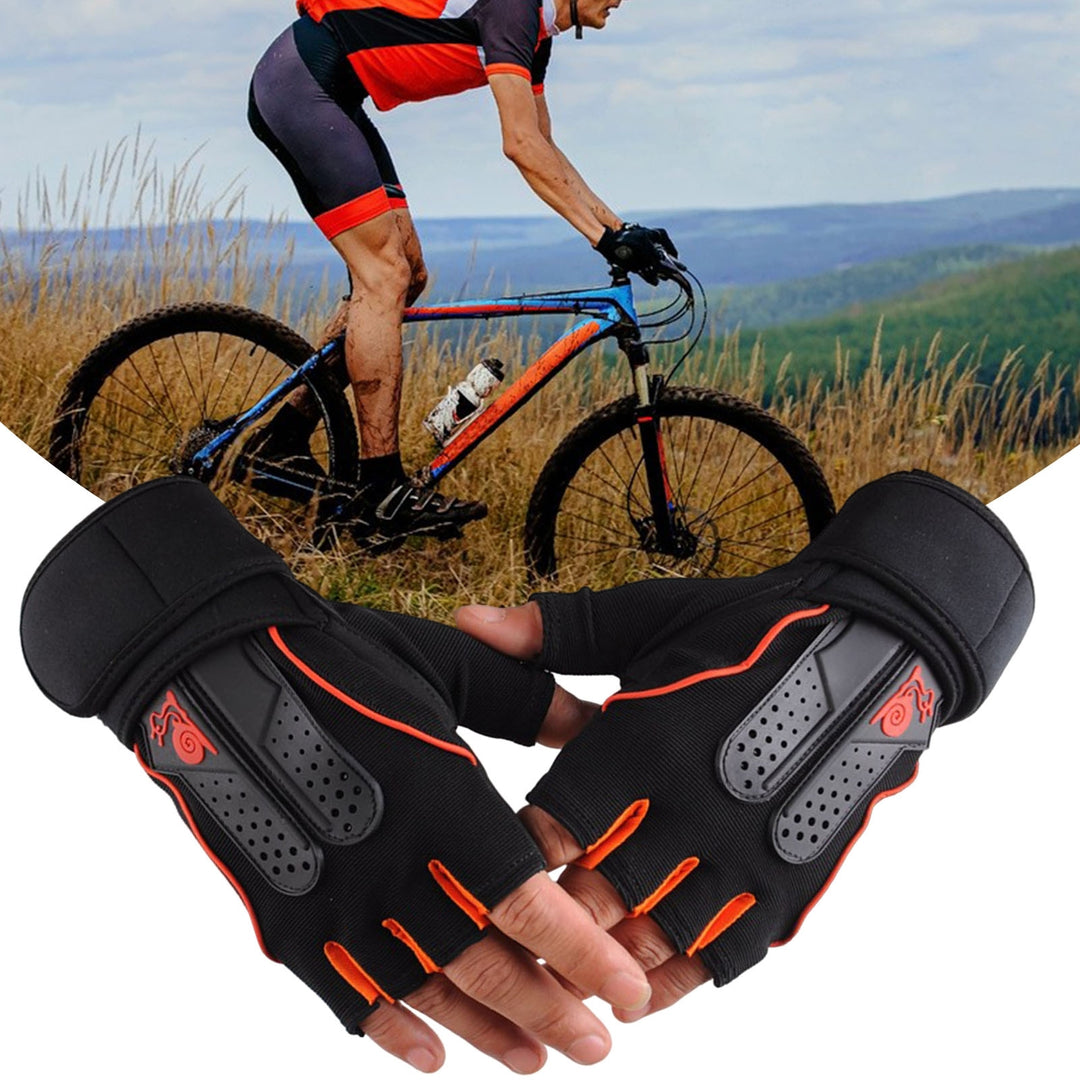 1 Pair Breathable Holes Wrist Protection Adjustable Fasten Tape Fitness Gloves Unisex Half Finger Sports Gym Gloves Image 6
