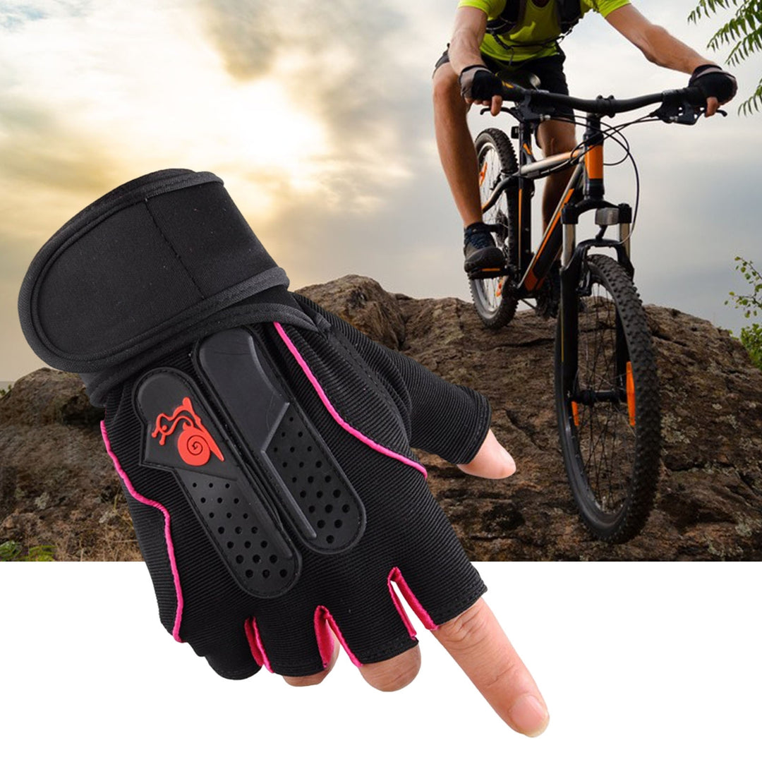 1 Pair Breathable Holes Wrist Protection Adjustable Fasten Tape Fitness Gloves Unisex Half Finger Sports Gym Gloves Image 7