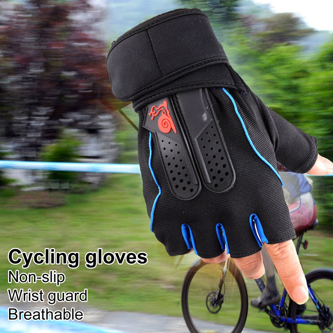 1 Pair Breathable Holes Wrist Protection Adjustable Fasten Tape Fitness Gloves Unisex Half Finger Sports Gym Gloves Image 9