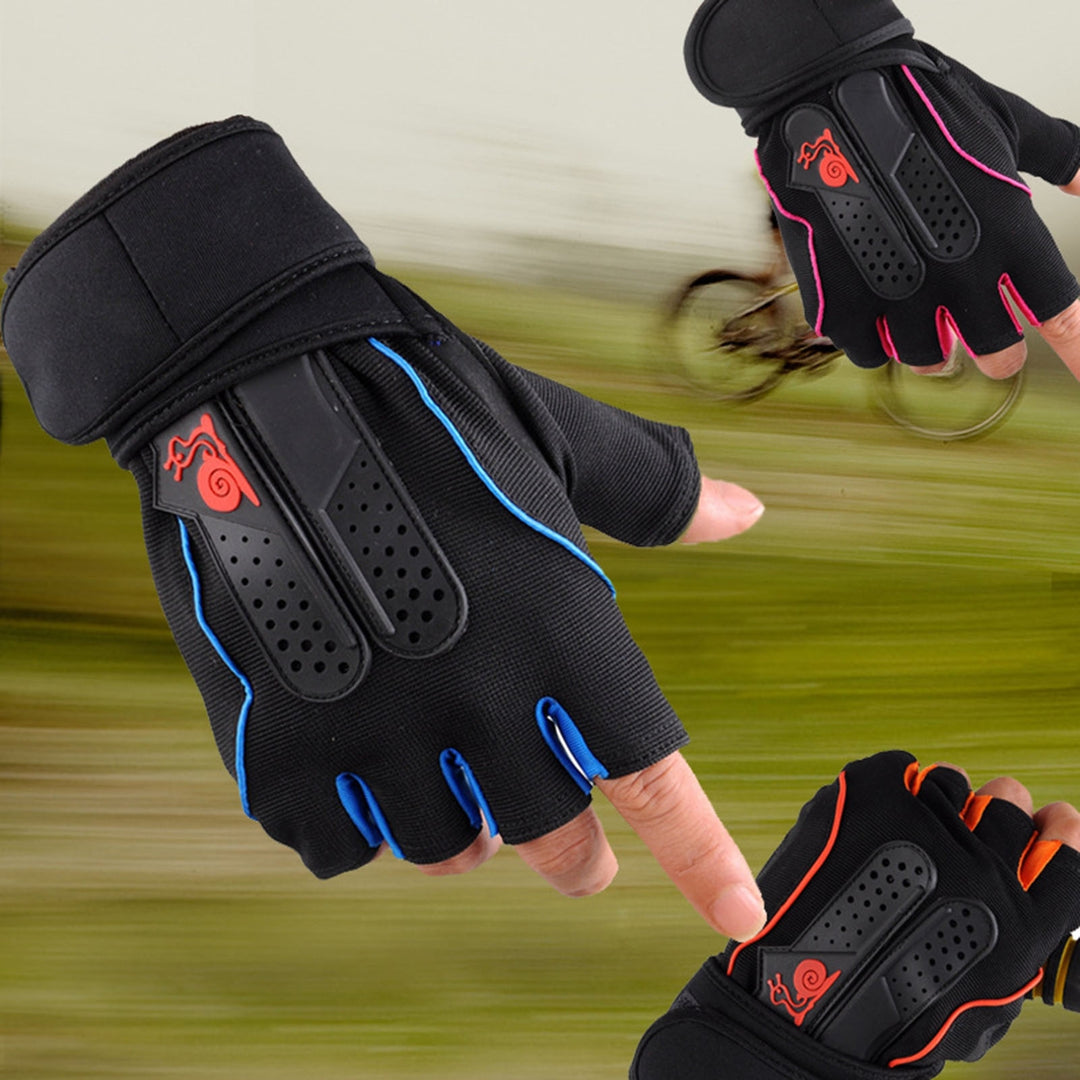 1 Pair Breathable Holes Wrist Protection Adjustable Fasten Tape Fitness Gloves Unisex Half Finger Sports Gym Gloves Image 10