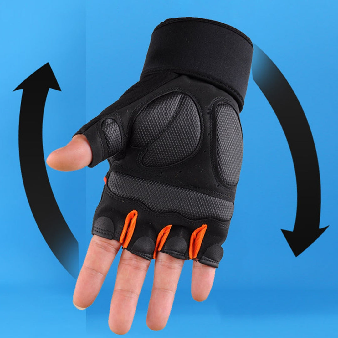 1 Pair Breathable Holes Wrist Protection Adjustable Fasten Tape Fitness Gloves Unisex Half Finger Sports Gym Gloves Image 11