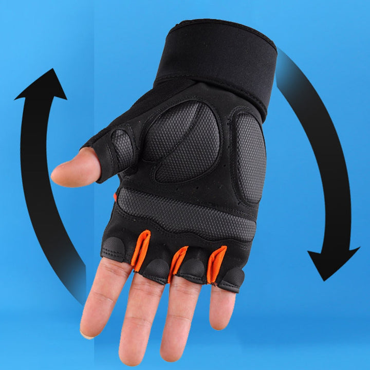 1 Pair Breathable Holes Wrist Protection Adjustable Fasten Tape Fitness Gloves Unisex Half Finger Sports Gym Gloves Image 11
