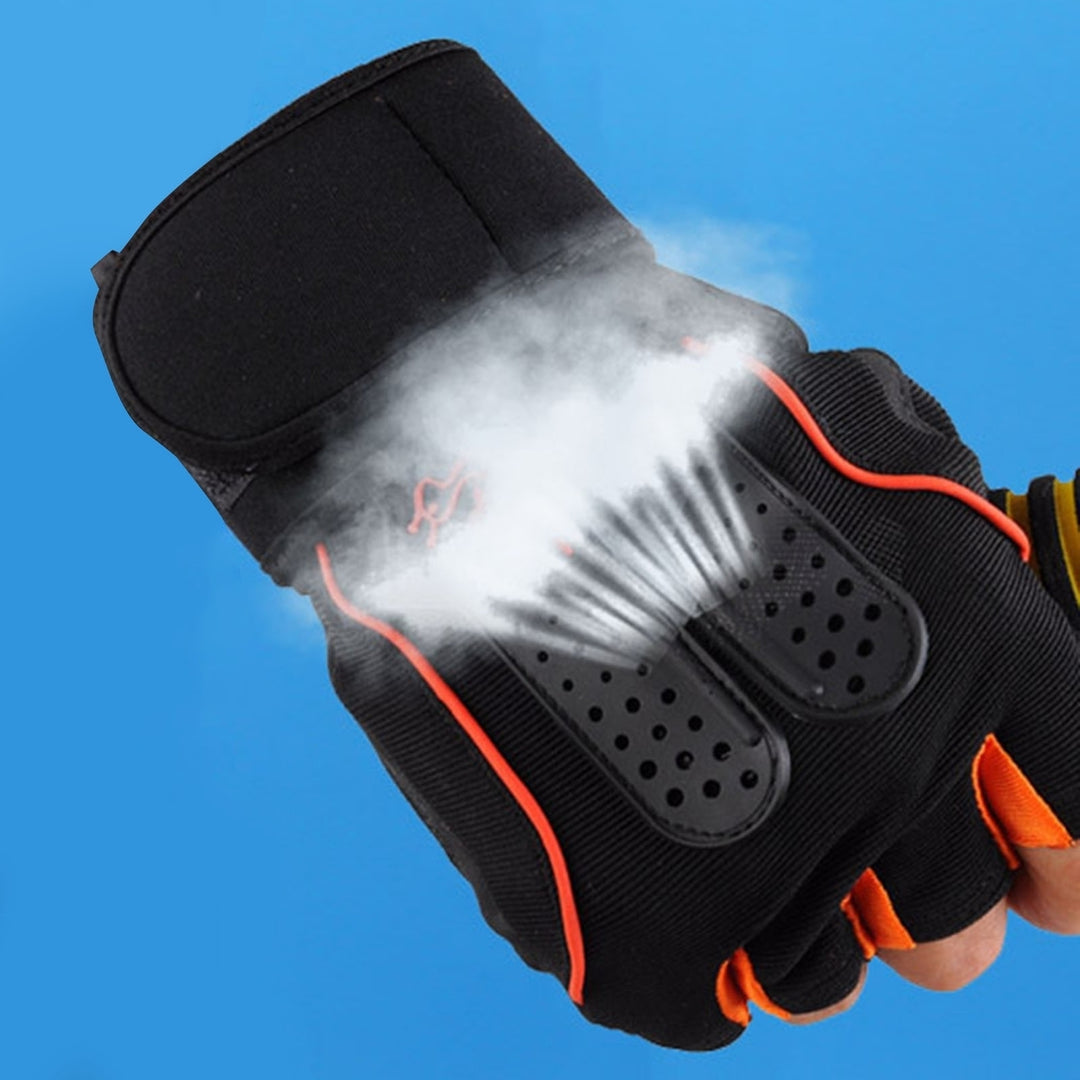 1 Pair Breathable Holes Wrist Protection Adjustable Fasten Tape Fitness Gloves Unisex Half Finger Sports Gym Gloves Image 12