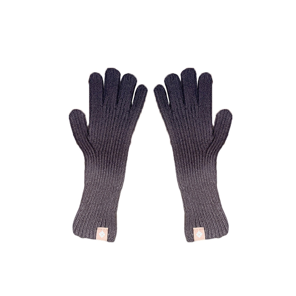 1 Pair Winter Unisex Gloves Gradient Color Showable Fingertips Full Finger Funny Coldproof Knitting Gloves for Outdoor Image 2