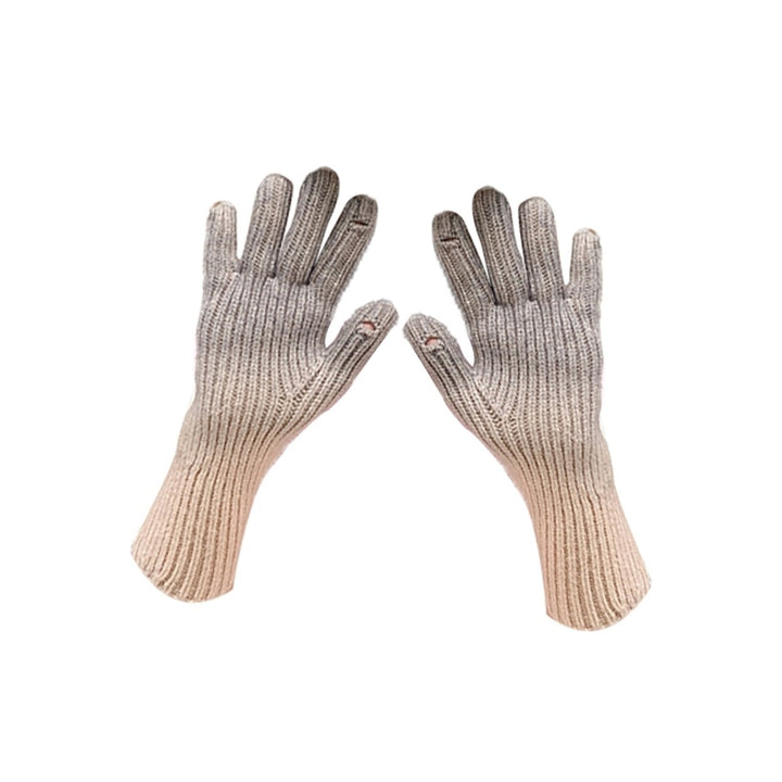 1 Pair Winter Unisex Gloves Gradient Color Showable Fingertips Full Finger Funny Coldproof Knitting Gloves for Outdoor Image 3