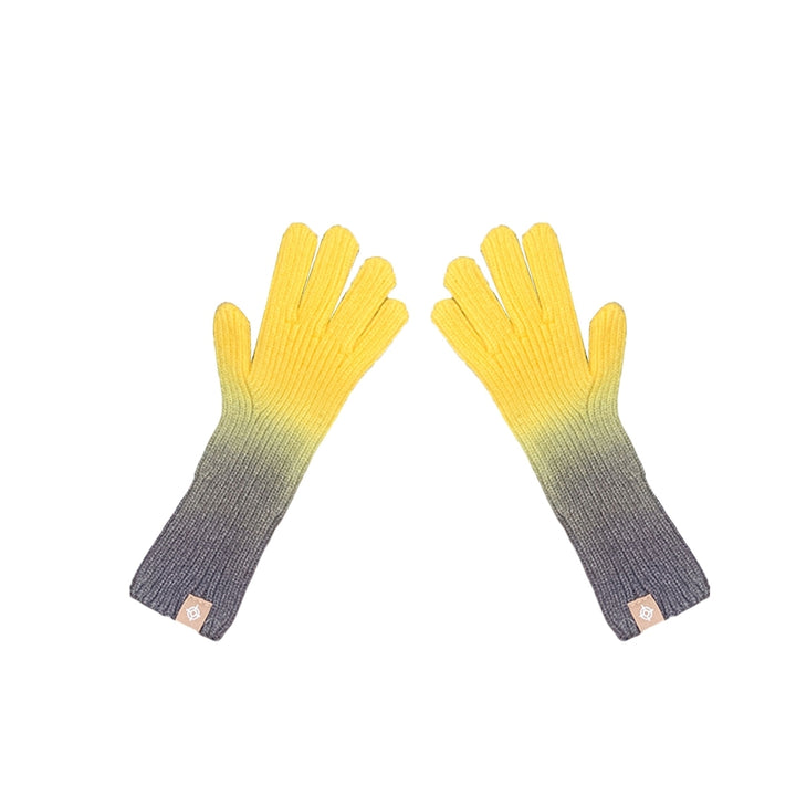 1 Pair Winter Unisex Gloves Gradient Color Showable Fingertips Full Finger Funny Coldproof Knitting Gloves for Outdoor Image 4