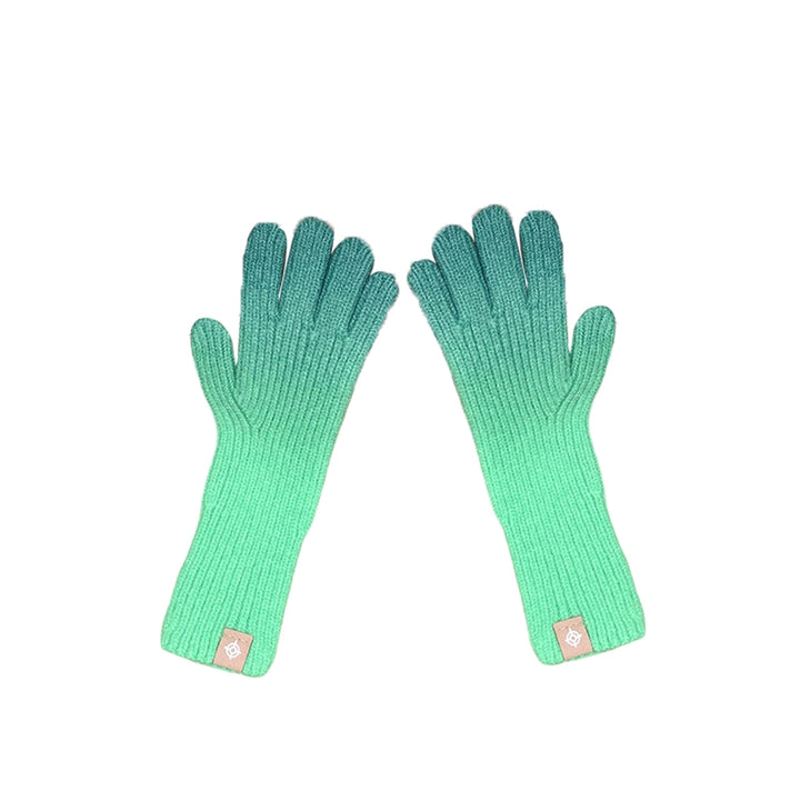 1 Pair Winter Unisex Gloves Gradient Color Showable Fingertips Full Finger Funny Coldproof Knitting Gloves for Outdoor Image 7