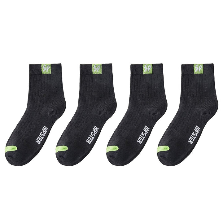 2 Pairs Unisex Socks Stretchy Solid Color Deodorant Autumn Winter Ribbed Opening Middle Tube Sports Socks for Daily Wear Image 1