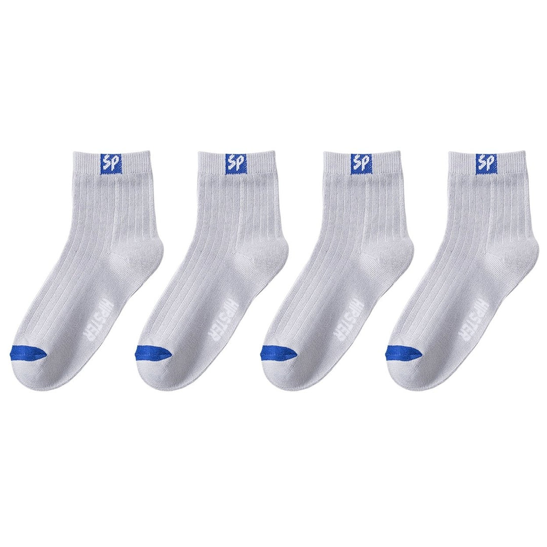 2 Pairs Unisex Socks Stretchy Solid Color Deodorant Autumn Winter Ribbed Opening Middle Tube Sports Socks for Daily Wear Image 3