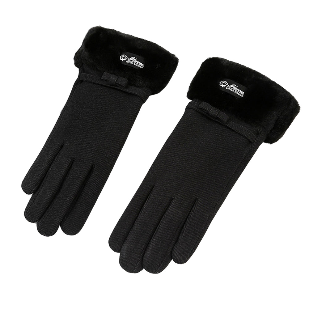 1 Pair Ridding Gloves Touch Screen Thicken Plush Full Fingers Anti-slip Keep Warm Solid Color Skiing Winter Gloves for Image 2