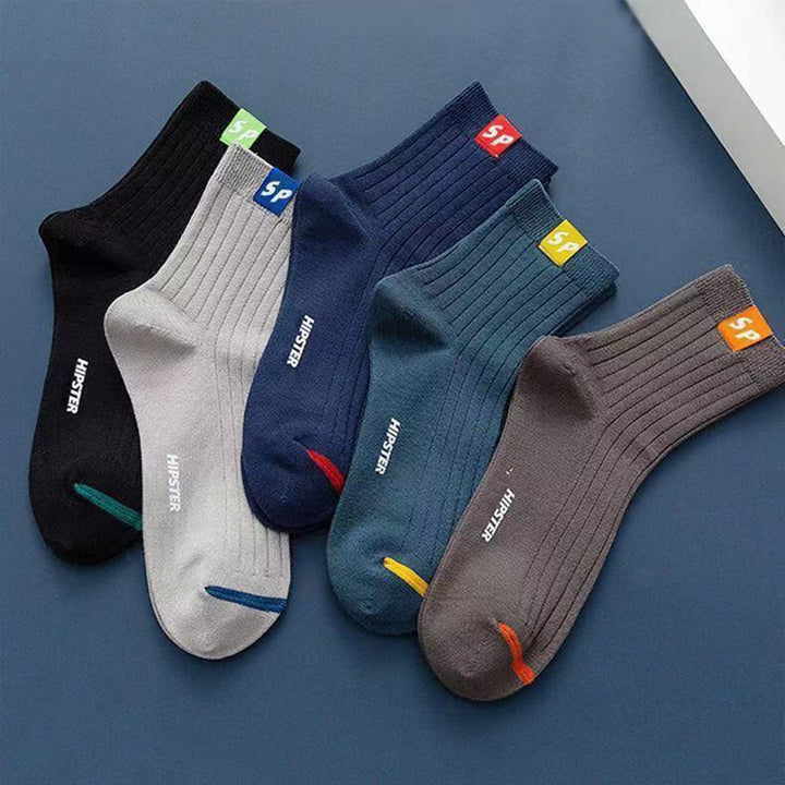 2 Pairs Unisex Socks Stretchy Solid Color Deodorant Autumn Winter Ribbed Opening Middle Tube Sports Socks for Daily Wear Image 9