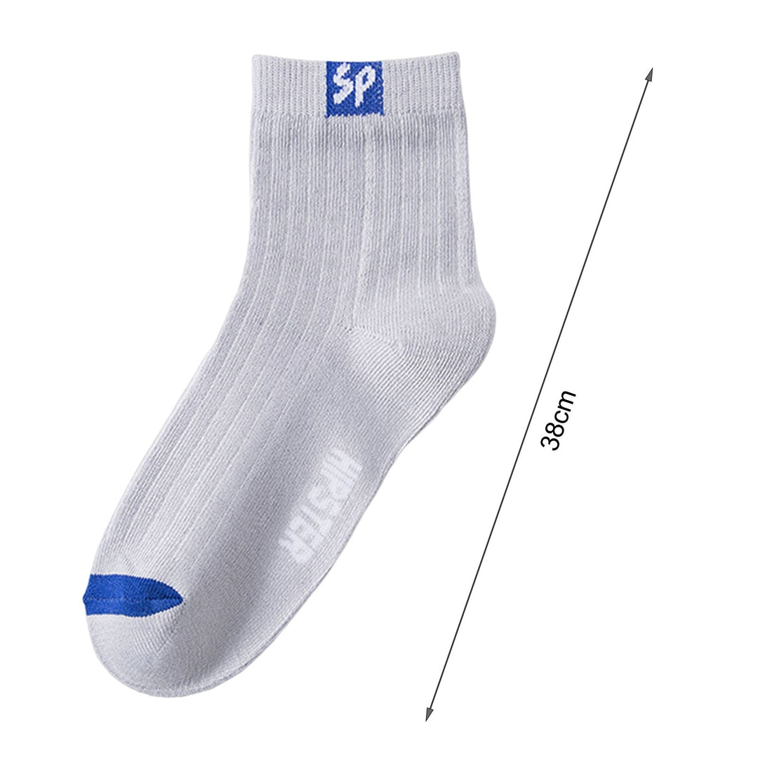 2 Pairs Unisex Socks Stretchy Solid Color Deodorant Autumn Winter Ribbed Opening Middle Tube Sports Socks for Daily Wear Image 10