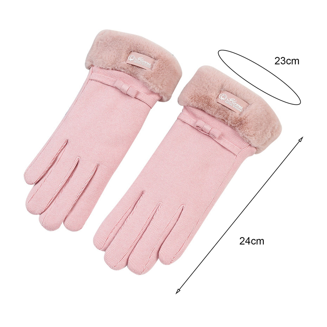 1 Pair Ridding Gloves Touch Screen Thicken Plush Full Fingers Anti-slip Keep Warm Solid Color Skiing Winter Gloves for Image 10