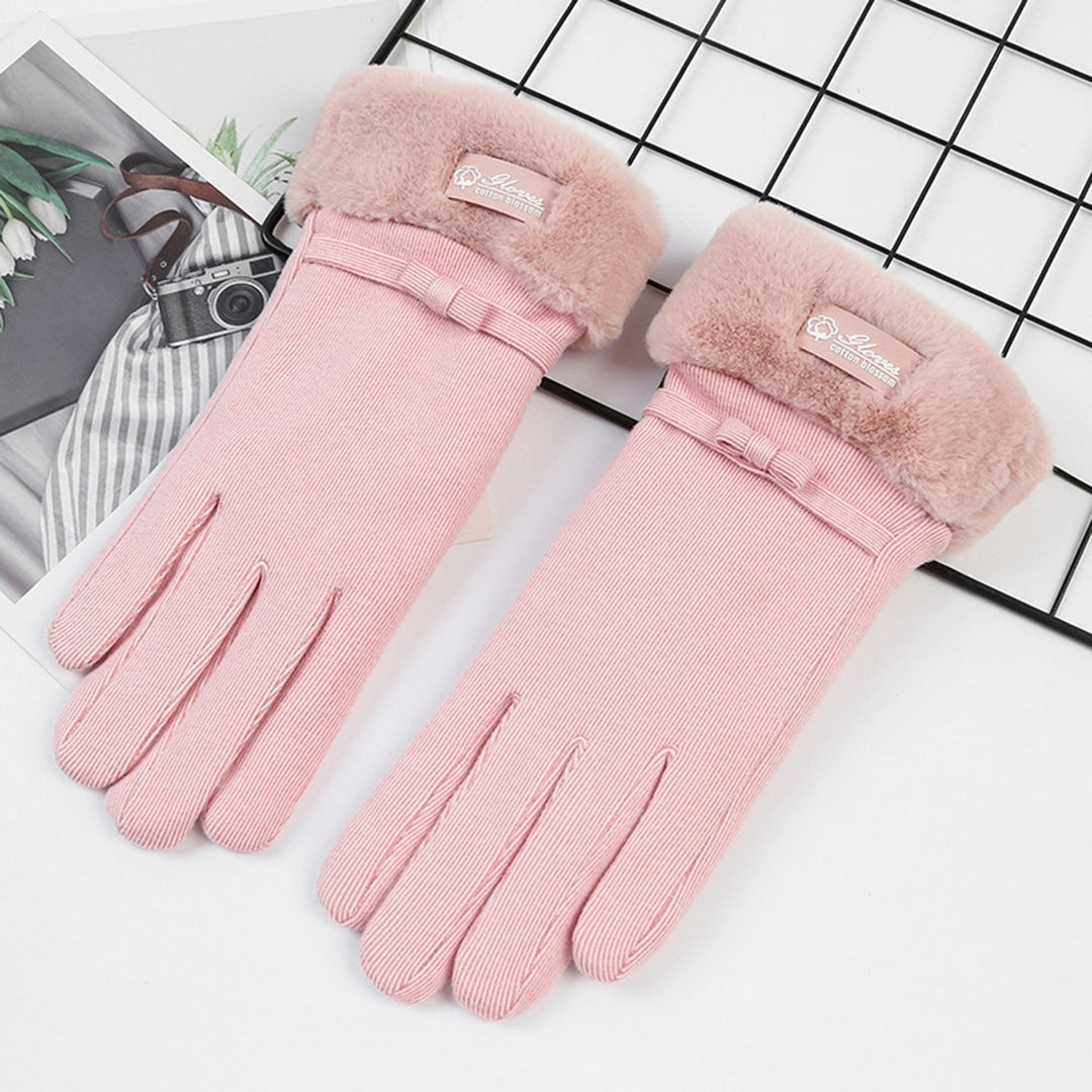 1 Pair Ridding Gloves Touch Screen Thicken Plush Full Fingers Anti-slip Keep Warm Solid Color Skiing Winter Gloves for Image 12