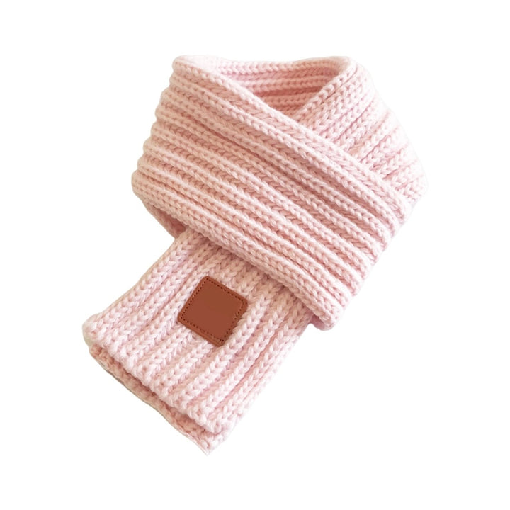 Autumn Winter Kids Scarf Solid Color Stretch Thick Boys Girls Scarf Coldproof Women Knitted Scarf for Outdoor Image 1