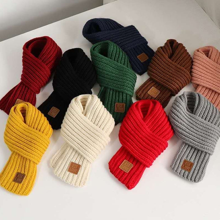 Children Winter Scarf Thick Solid Color Knitted Soft High Elasticity Keep Warm Boys And Girls Lightweight Neck Wrap for Image 1