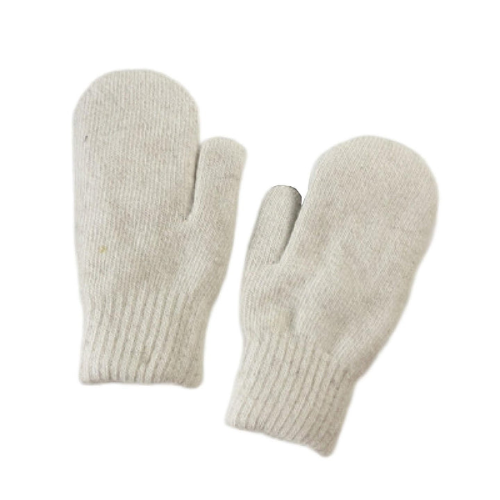 1 Pair Korean Style Double-layer Thickened Solid Color Women Mittens Winter Warm Knitting Plush Gloves Image 1