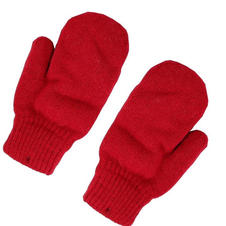 1 Pair Korean Style Double-layer Thickened Solid Color Women Mittens Winter Warm Knitting Plush Gloves Image 1