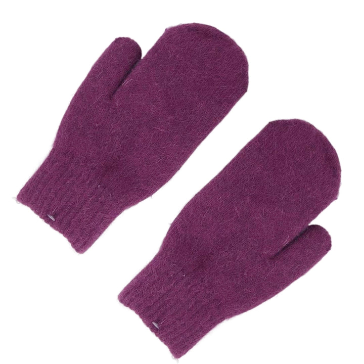 1 Pair Korean Style Double-layer Thickened Solid Color Women Mittens Winter Warm Knitting Plush Gloves Image 4