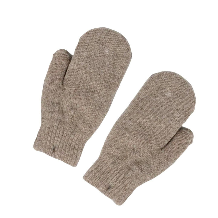 1 Pair Korean Style Double-layer Thickened Solid Color Women Mittens Winter Warm Knitting Plush Gloves Image 1