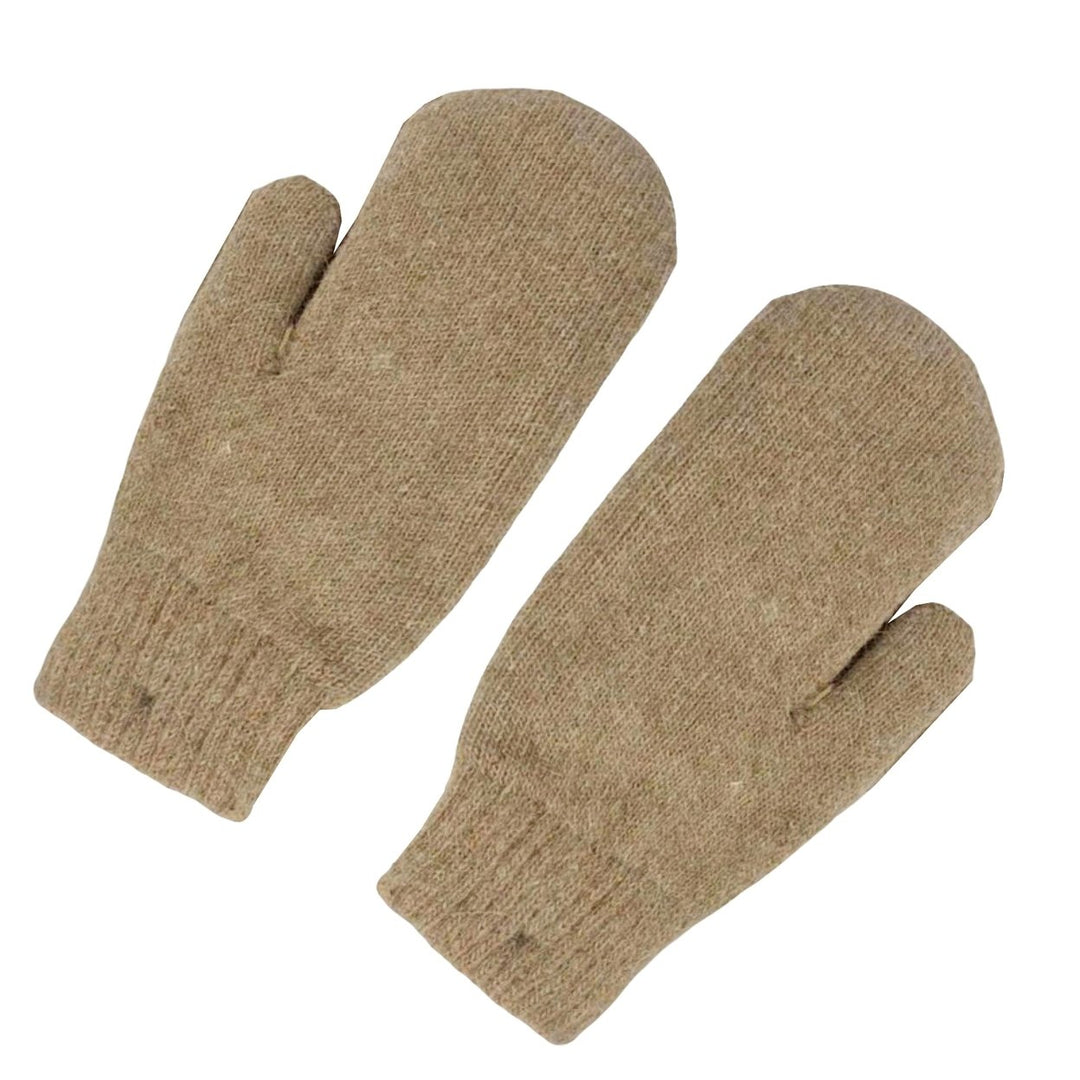 1 Pair Korean Style Double-layer Thickened Solid Color Women Mittens Winter Warm Knitting Plush Gloves Image 1