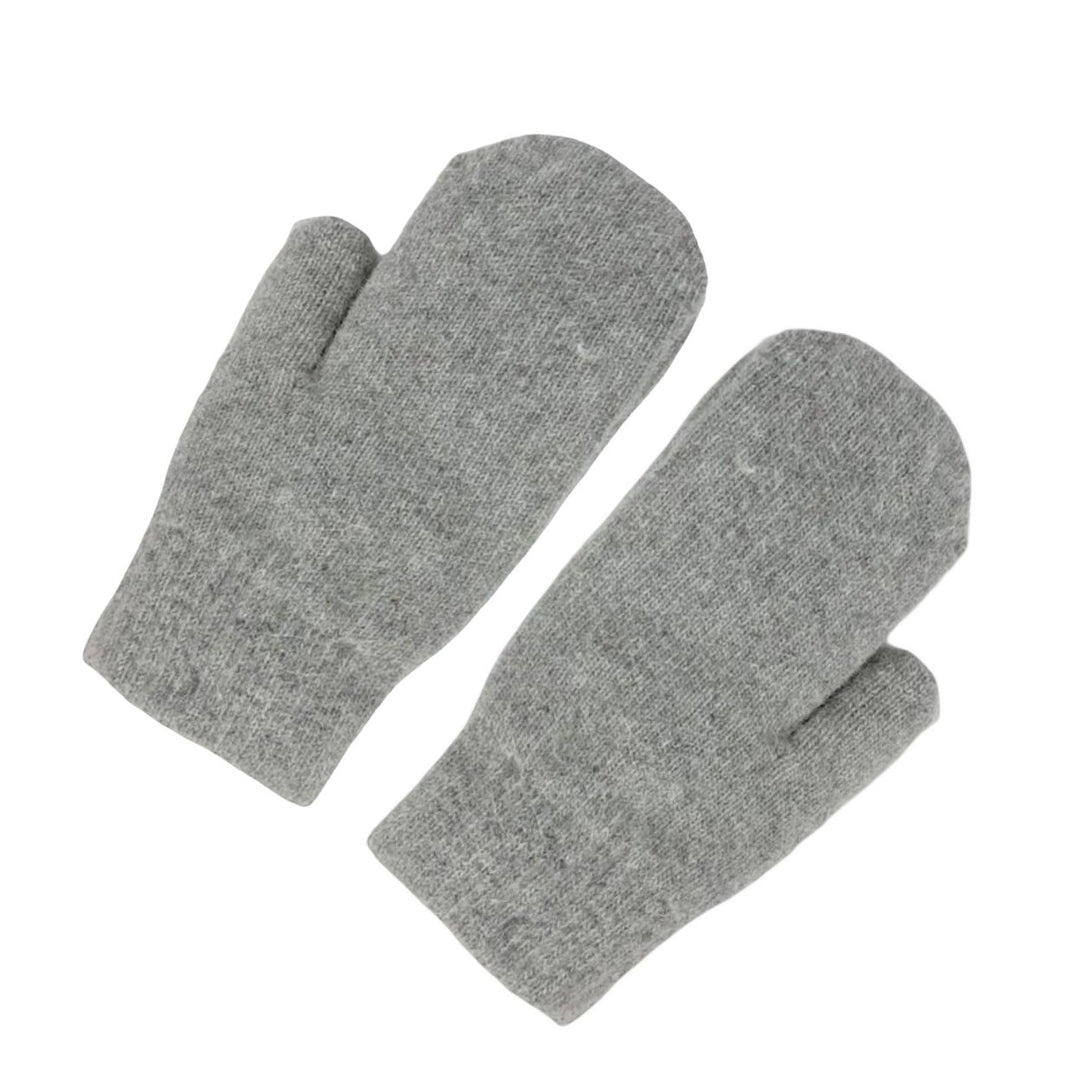 1 Pair Korean Style Double-layer Thickened Solid Color Women Mittens Winter Warm Knitting Plush Gloves Image 1