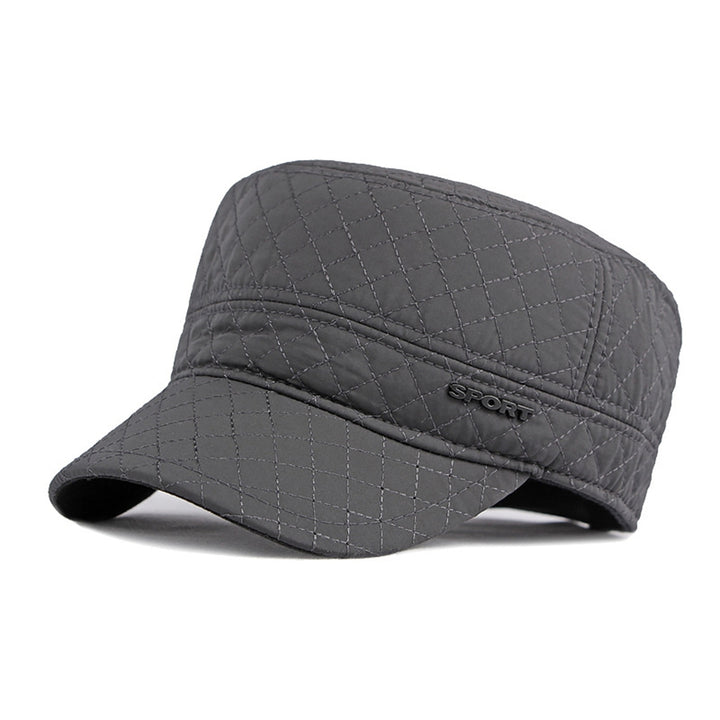 Winter Peaked Hat with Brim Plush Solid Color Flat Top Elastic Cold-proof Adjustable Sunscreen Men Winter Hat for Daily Image 3