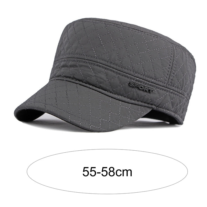 Winter Peaked Hat with Brim Plush Solid Color Flat Top Elastic Cold-proof Adjustable Sunscreen Men Winter Hat for Daily Image 7