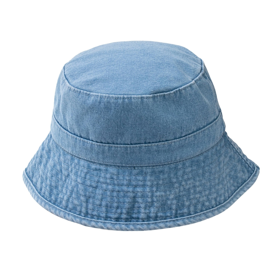 Short Brim Flat Dome Sun Protection Bucket Hat Unisex Washed Denim Foldable Fisherman Hat Fashion Accessories Image 3