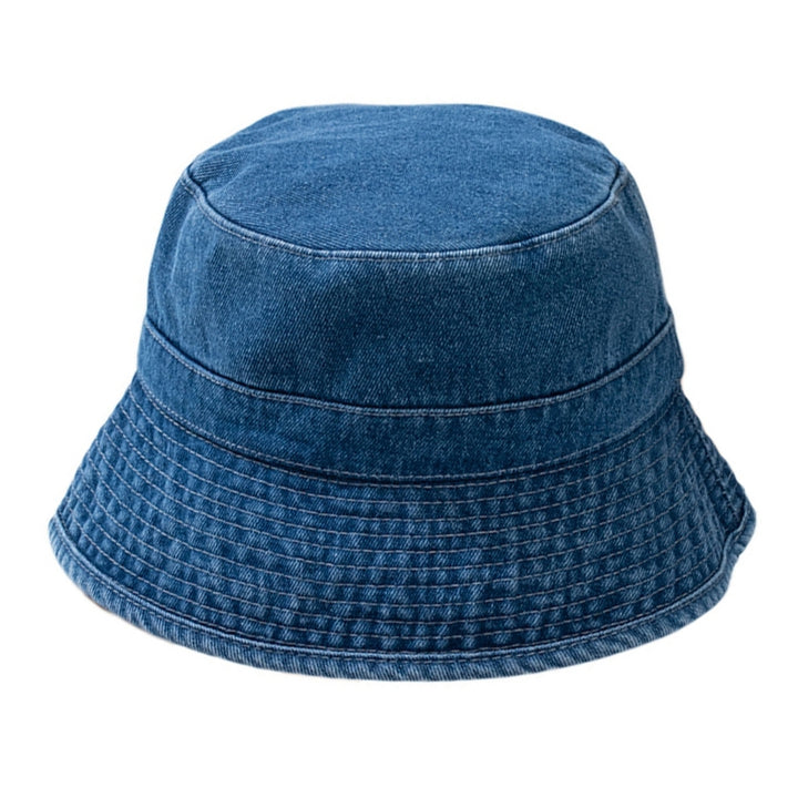 Short Brim Flat Dome Sun Protection Bucket Hat Unisex Washed Denim Foldable Fisherman Hat Fashion Accessories Image 4