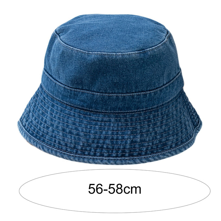 Short Brim Flat Dome Sun Protection Bucket Hat Unisex Washed Denim Foldable Fisherman Hat Fashion Accessories Image 8