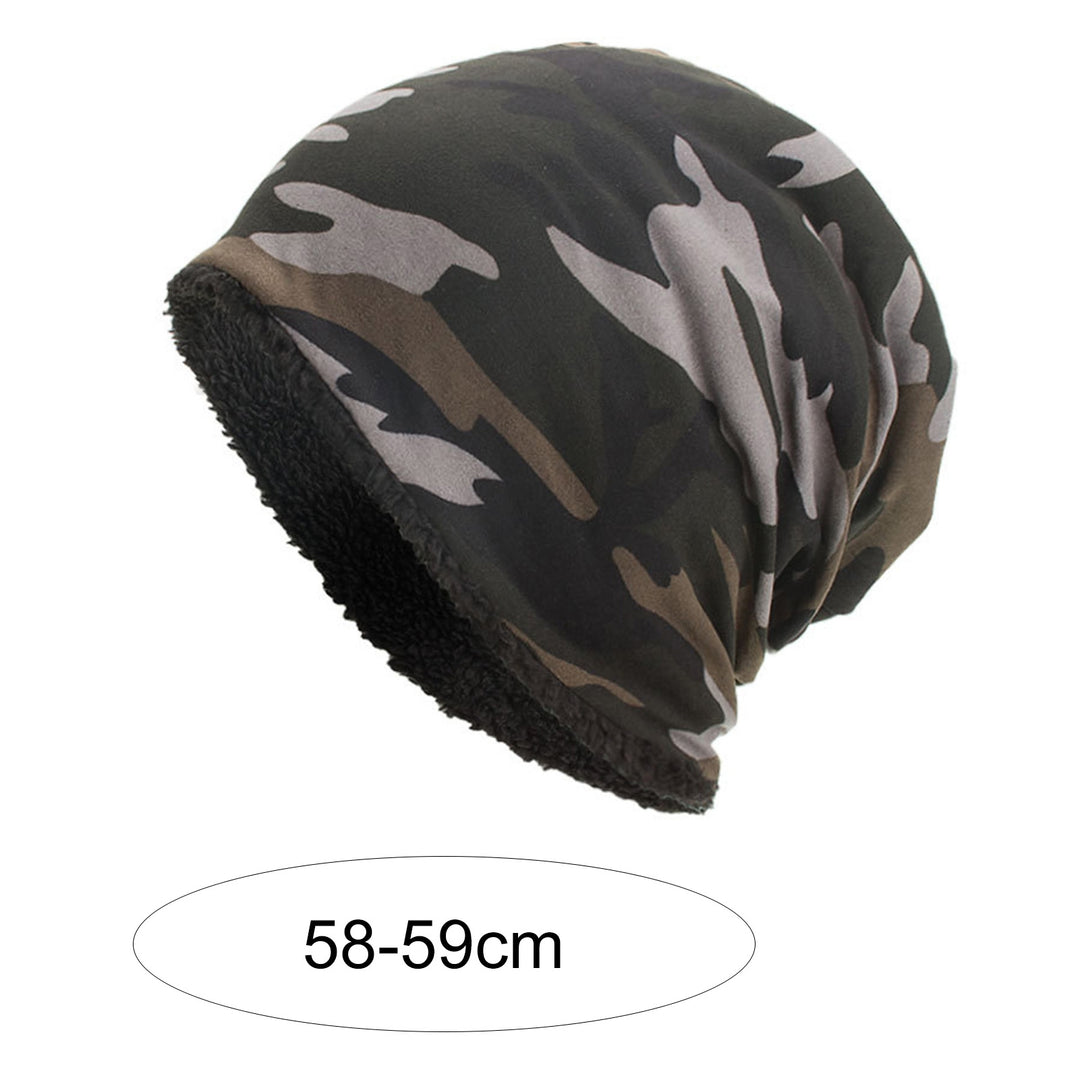 Men Winter Hat Camouflage Print Fleece Baggy Elastic Soft Cold-proof Lightweight Breathable Color Matching Men Beanie Image 9