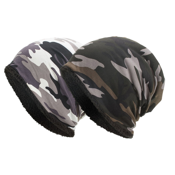 Men Winter Hat Camouflage Print Fleece Baggy Elastic Soft Cold-proof Lightweight Breathable Color Matching Men Beanie Image 10