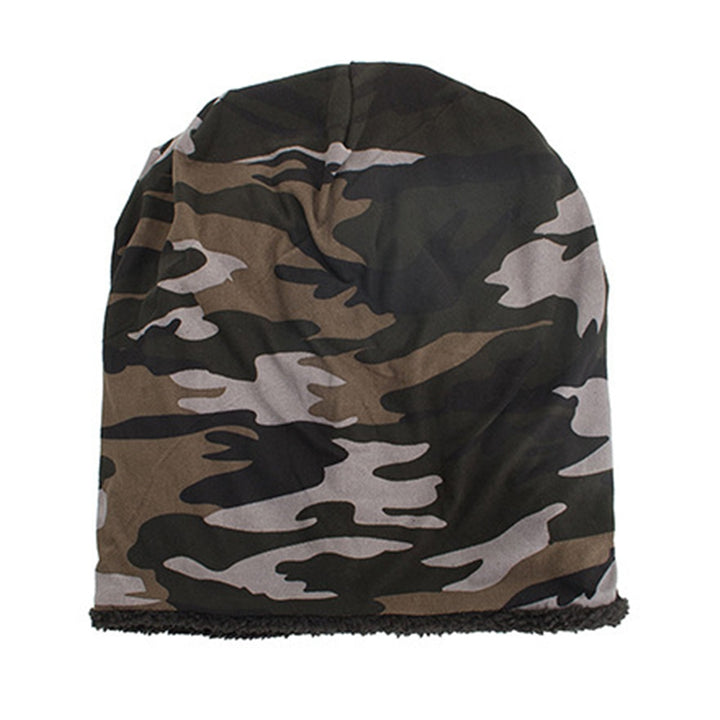 Men Winter Hat Camouflage Print Fleece Baggy Elastic Soft Cold-proof Lightweight Breathable Color Matching Men Beanie Image 11