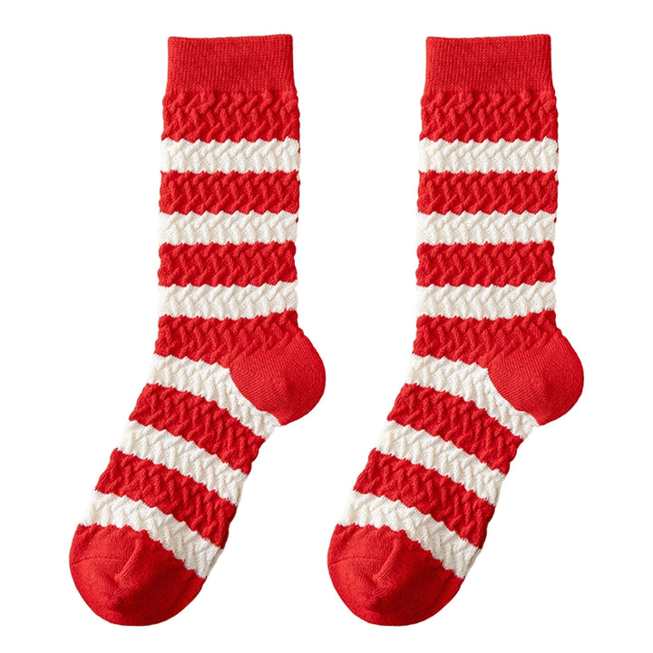 1 Pair Mid-Tube Ribbed Cuffs Elastic Ankle Protection Women Socks Cute Rabbit Pattern  Year Cotton Socks Image 4