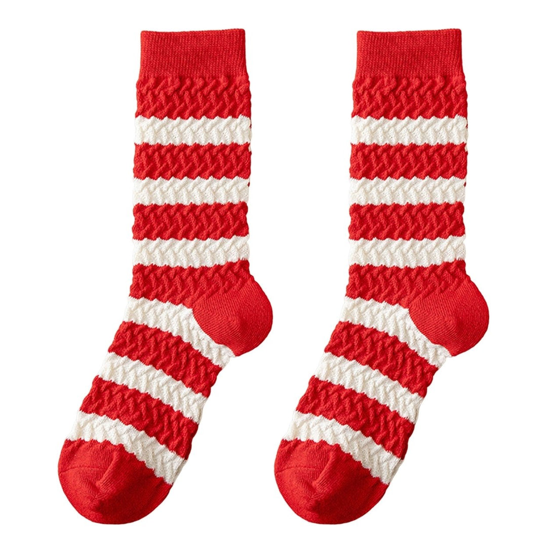 1 Pair Mid-Tube Ribbed Cuffs Elastic Ankle Protection Women Socks Cute Rabbit Pattern  Year Cotton Socks Image 1