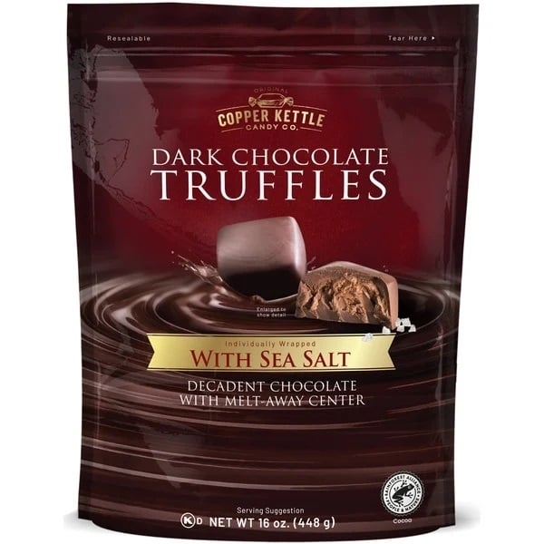 Copper Kettle Candy Company Dark Chocolate Sea Salt Truffles 16 Ounce Image 1