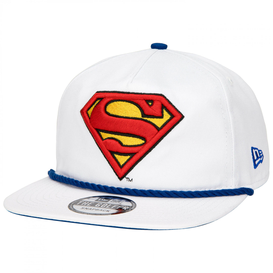 Superman Logo White Colorway New Era Adjustable Golfer Rope Hat Image 1