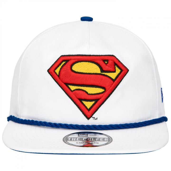 Superman Logo White Colorway New Era Adjustable Golfer Rope Hat Image 2