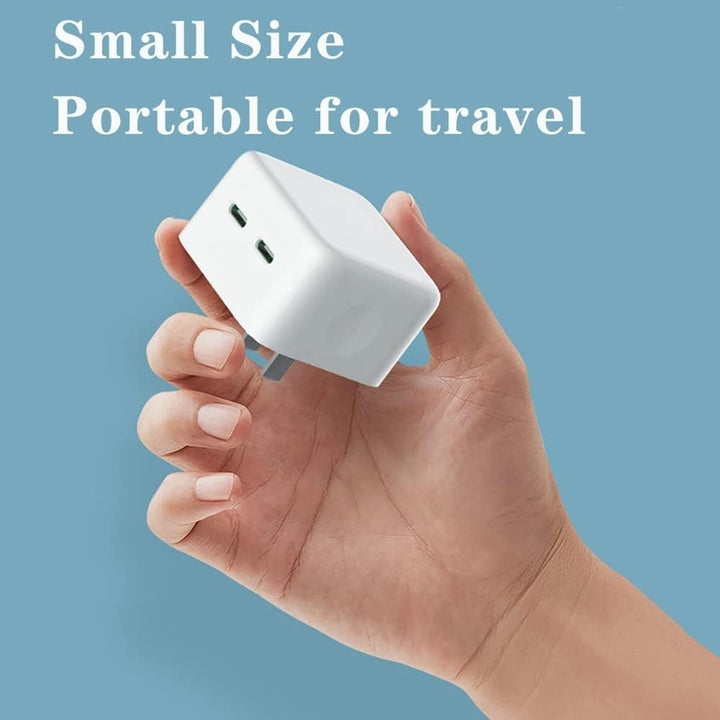 35W PD Fast Charge Wall Charger Dual USB Type-C Compact Travel Adapter White Image 3