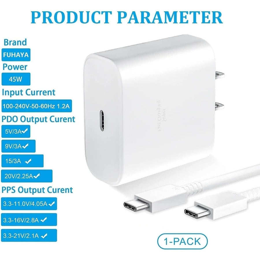 20W Fast Charge USB-C Power Adapter 6FT Cable Compact Travel White PD QC3.0 Image 1