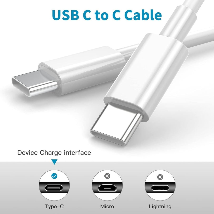 100W USB-C to USB-C Fast Charging Cable 6FT White Tangle-Free Durable Design Image 1