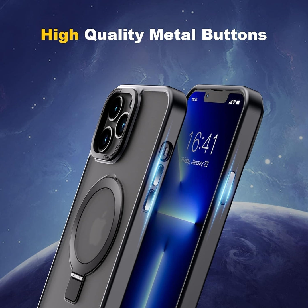 For Apple iPhone 15 Plus 6.7 Transparent Metal Edge Camera Magnetic Rind Stand Mount Magsafe Wireless Charging Hybrid Image 10