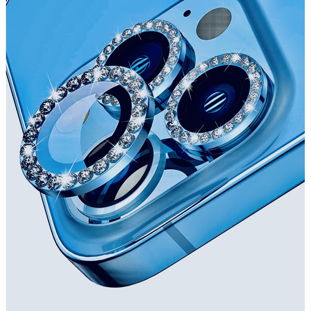 For Apple iPhone 15 Pro / iPhone 15 Pro Max Diamond Bling Ring Crystal Tempered Glass Camera Len Protector Cover Image 6